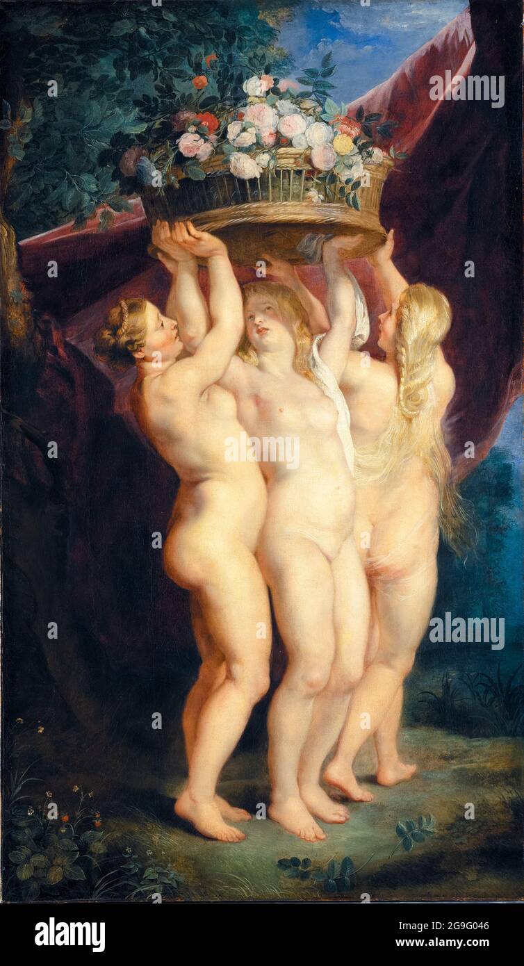Las Tres Gracias con una Cesta de Rosas, pintura del taller de Peter Paul  Rubens y Jan Brueghel el Joven, 1620-1625 Fotografía de stock - Alamy