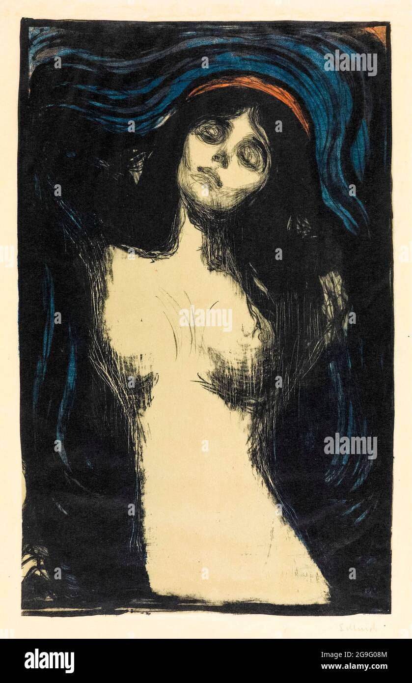 Madonna, impresión litográfica de Edvard Munch, 1895 Foto de stock