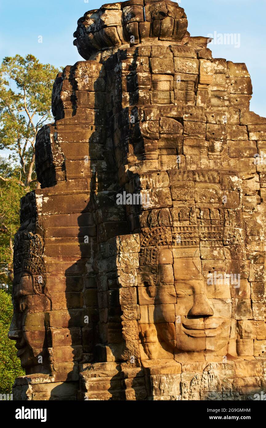 Sudeste de Asia, Camboya, provincia de Siem Reap, Angkor, Unesco Patrimonio mundial desde 1992, templo de Bayon, siglo XIII Foto de stock