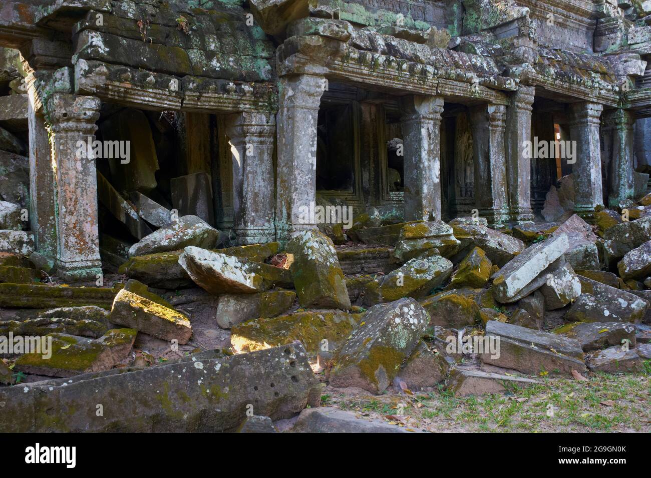 Sudeste de Asia, Camboya, provincia de Siem Reap, sitio de Angkor, patrimonio mundial de la Unesco desde 1992, Ta Prohm templo construido en 1186 por el rey Jayavarman VI Foto de stock