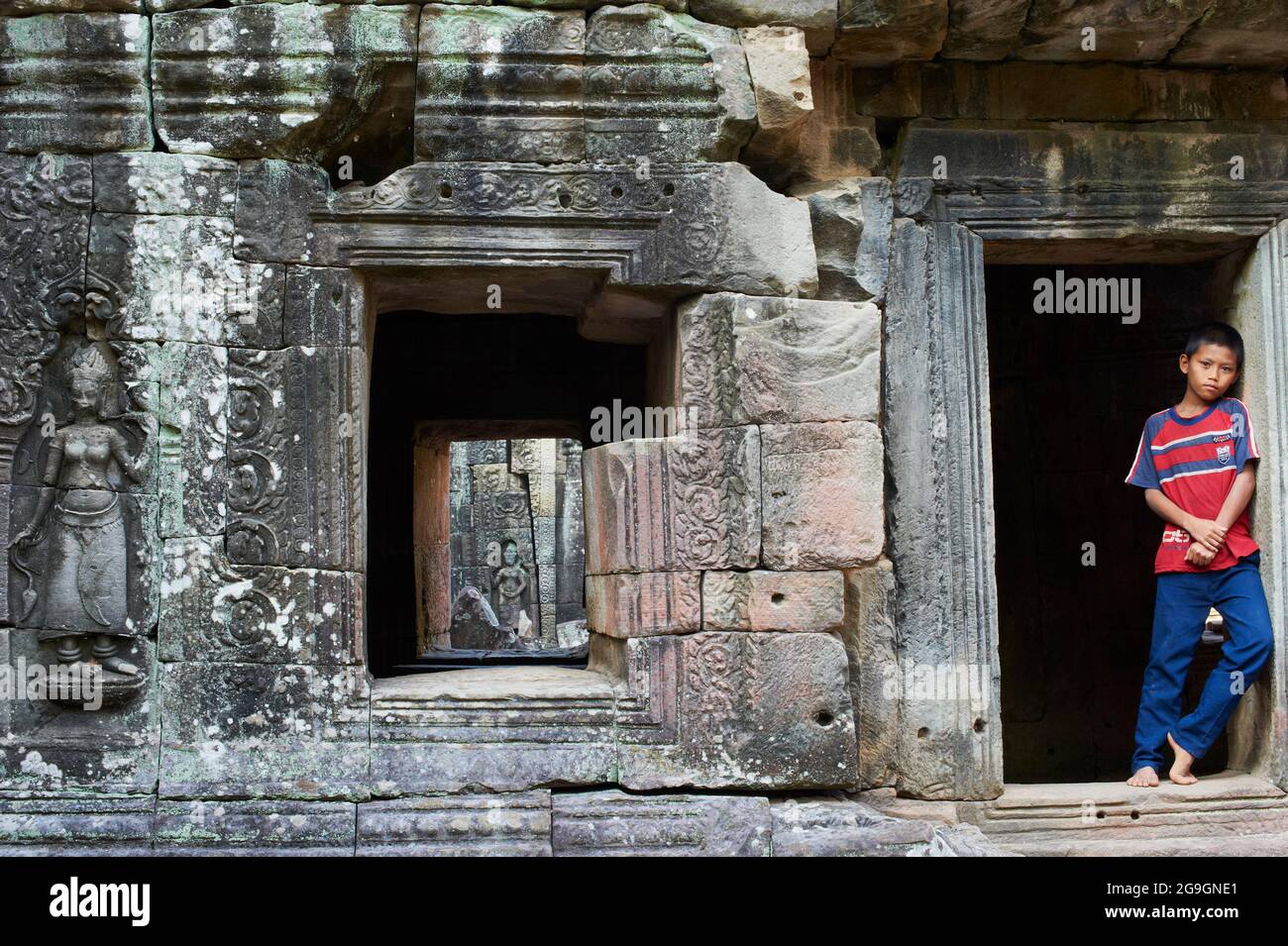 Sudeste de Asia, Camboya, provincia de Siem Reap, sitio de Angkor, patrimonio mundial de la Unesco desde 1992, templo de Banteay Kdei Foto de stock
