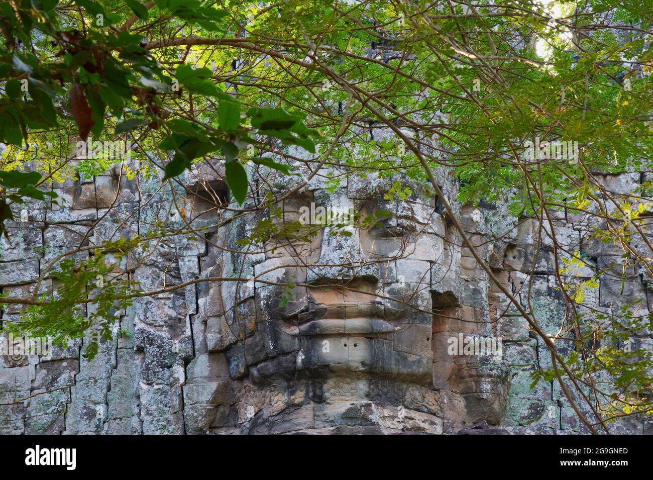 Sudeste de Asia, Camboya, provincia de Siem Reap, sitio de Angkor, patrimonio mundial de la Unesco desde 1992, templo de Angkor Thom, puerta de entrada oeste Foto de stock