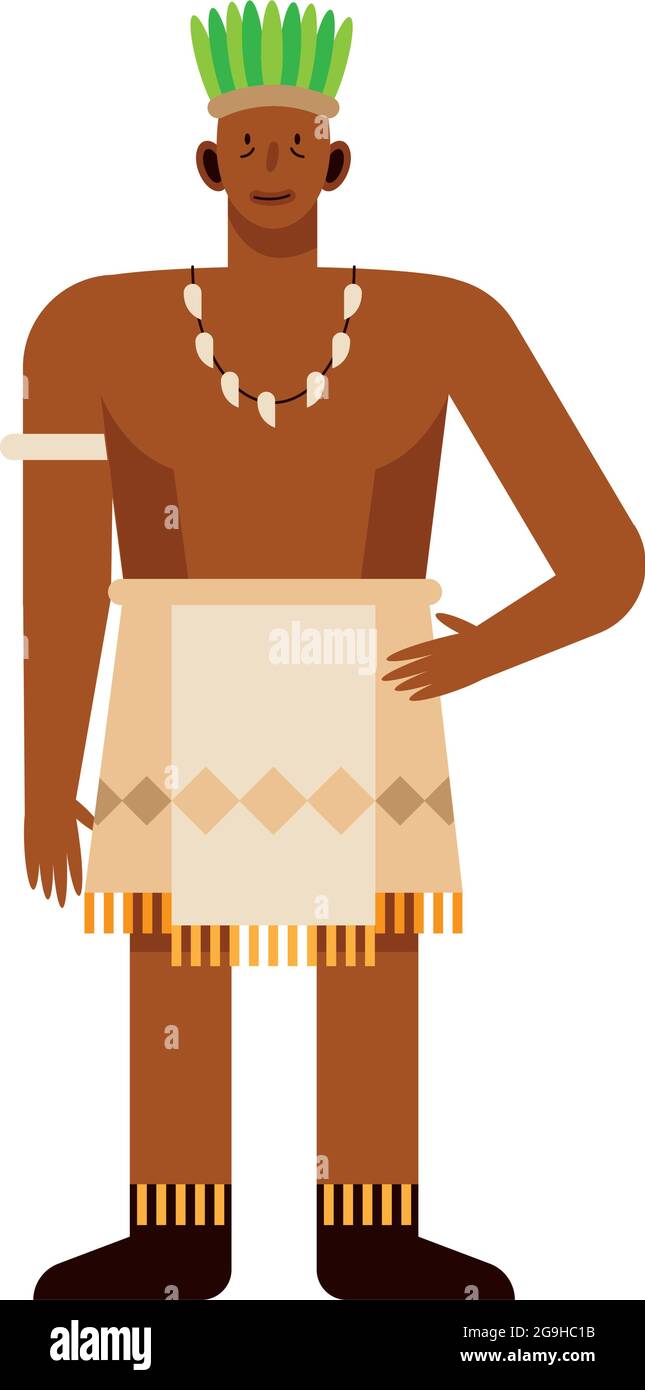 hombre indígena con ropa tradicional sobre fondo blanco Imagen Vector de  stock - Alamy