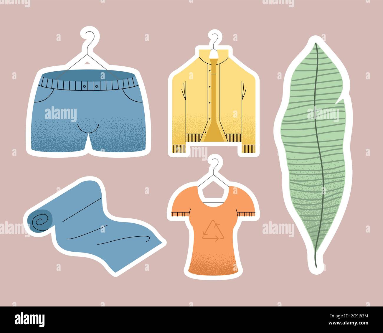 conjunto de prendas ecológicas cinco iconos Imagen Vector de stock - Alamy