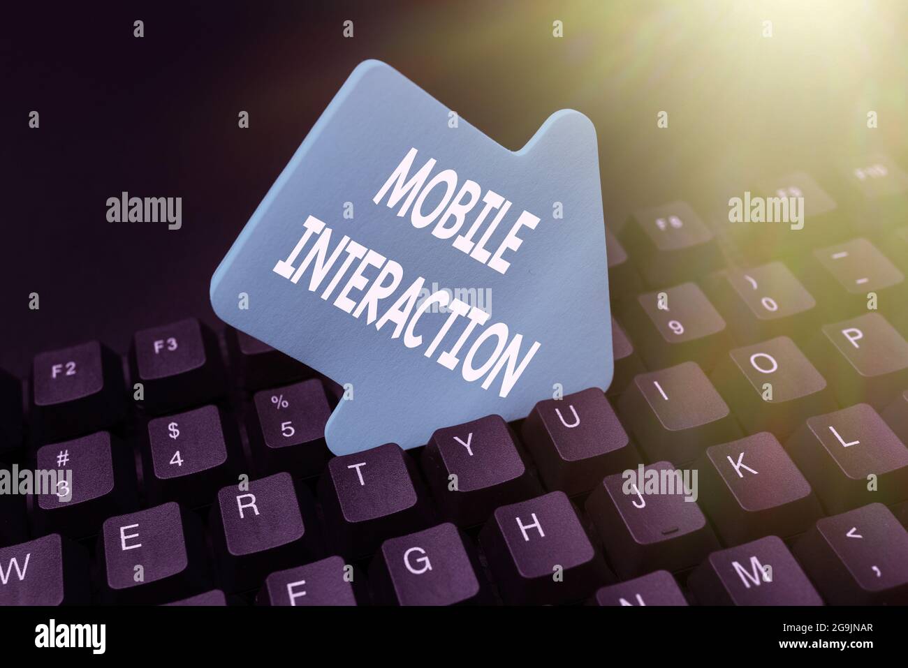 Título de texto que presenta la interacción móvil. Idea empresarial La