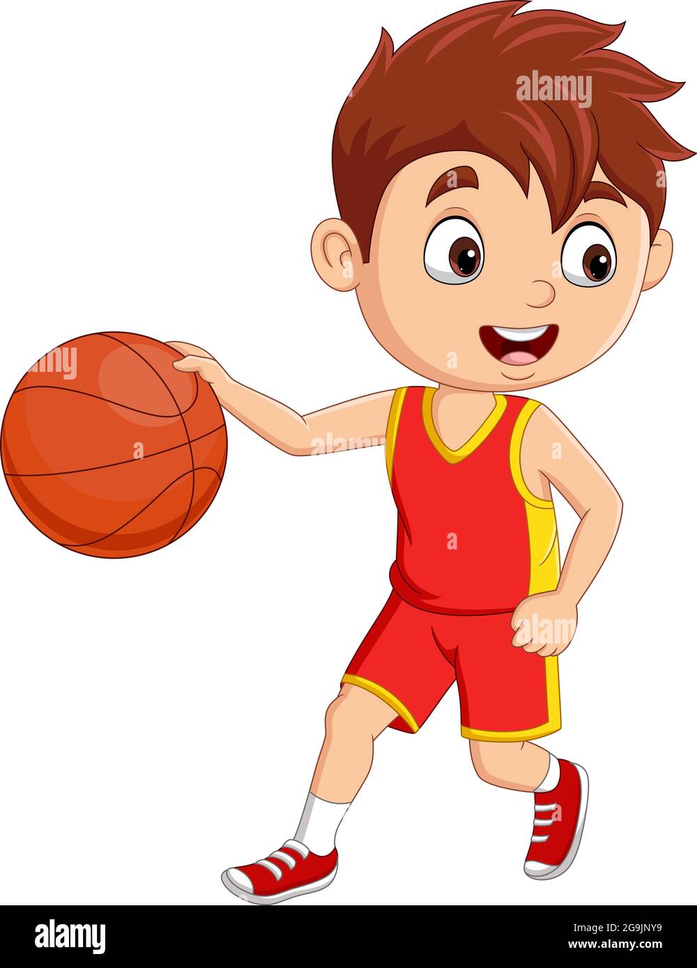 Niño de dibujos animados jugando baloncesto Imagen Vector de stock - Alamy