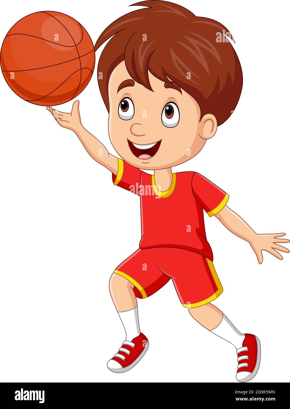 Niño de dibujos animados jugando baloncesto Imagen Vector de stock - Alamy