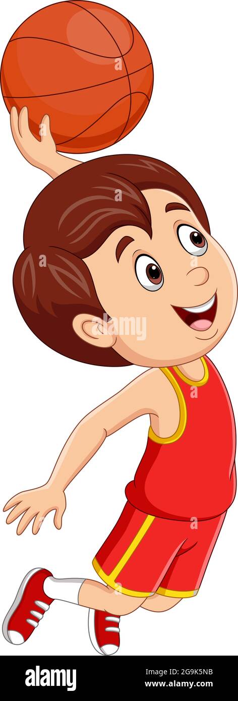 Niño de dibujos animados jugando baloncesto Imagen Vector de stock - Alamy