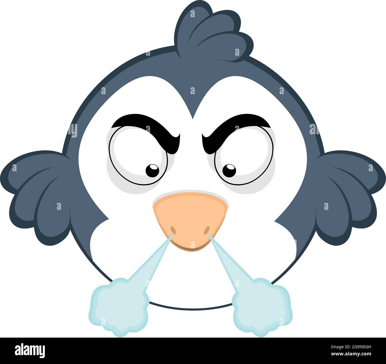 Vector emoticono ilustración de un pájaro de dibujos animados con una expresión enojada y fuming Ilustración del Vector