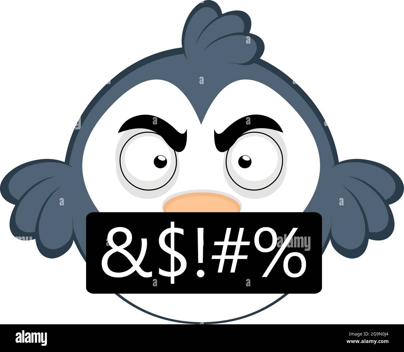 Vector emoticono ilustración de un pájaro de dibujos animados con una expresión enojada e insultante Ilustración del Vector