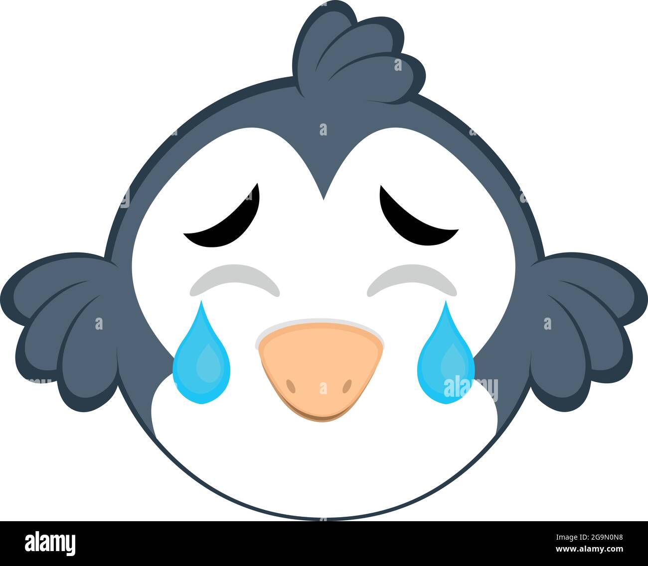 Vector emoticono ilustración de un pájaro de dibujos animados con una expresión triste, llanto y lágrimas cayendo de sus ojos Ilustración del Vector