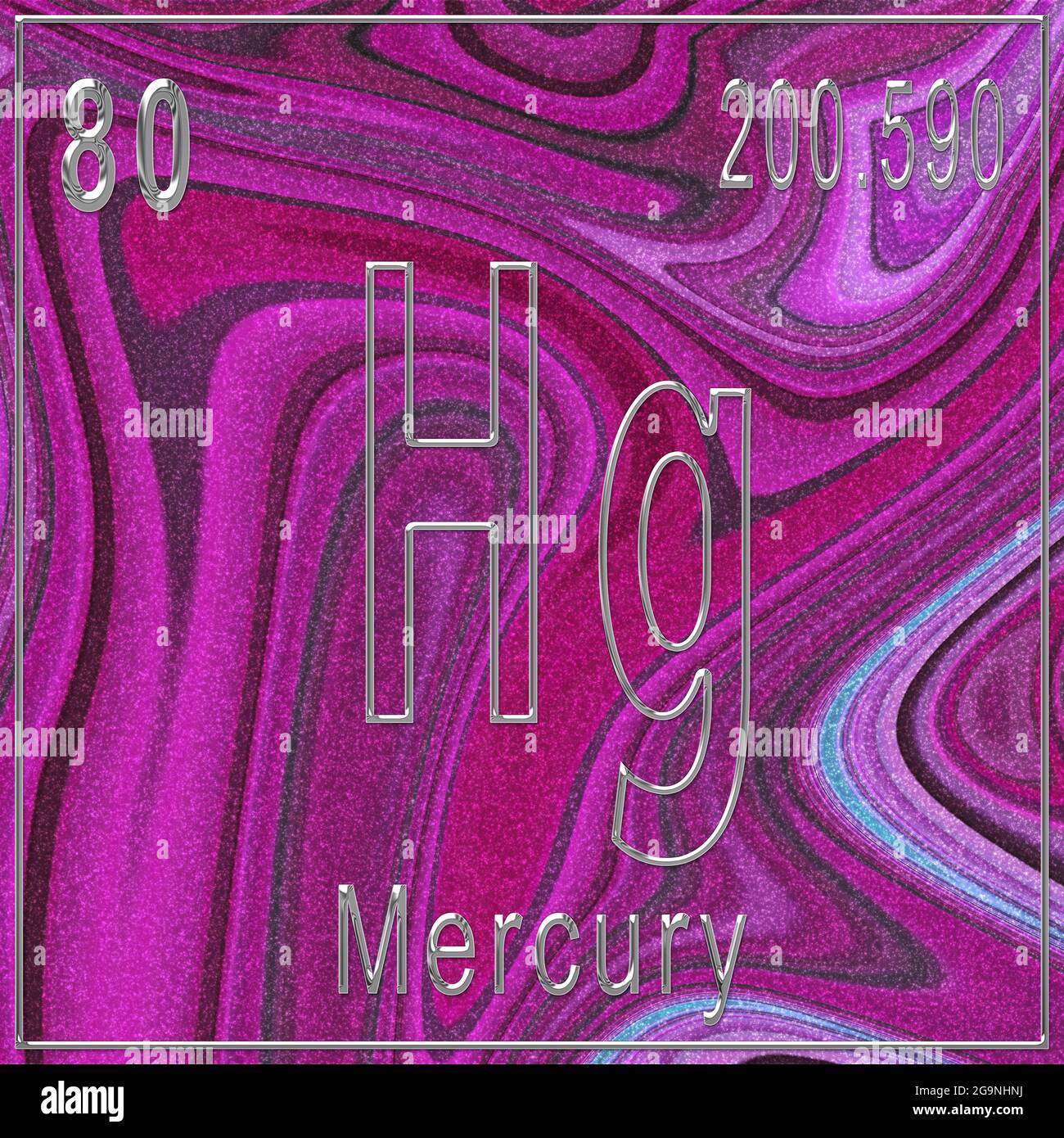 Elemento químico de mercurio, signo con número atómico y peso atómico, elemento periódico de la Elemento químico de mercurio, signo con número atómico y peso atómico, elemento periódico de la