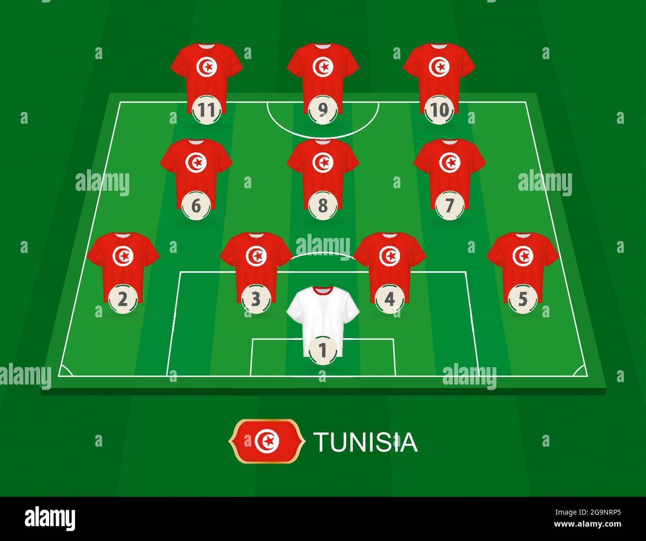 A veces Taxi controlador Campo de fútbol con los jugadores de la selección nacional de Túnez. Formación de lineas 4-3-3 en medio campo de fútbol Imagen Vector de stock - Alamy A veces Taxi controlador Campo de fútbol con los jugadores de la selección nacional de Túnez. Formación de lineas 4-3-3 en medio campo de fútbol Imagen Vector de stock - Alamy
