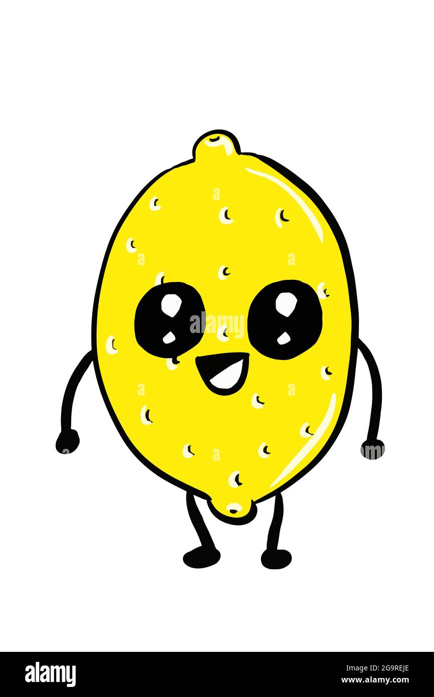 Dibujos animados kawaii limon caracteres, texto aislado ilustración dibujo  Fotografía de stock - Alamy