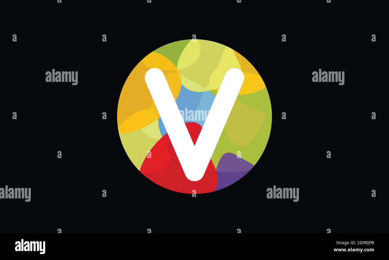 Plantilla vectorial de diseño de logotipo Carta V en color. Resumen