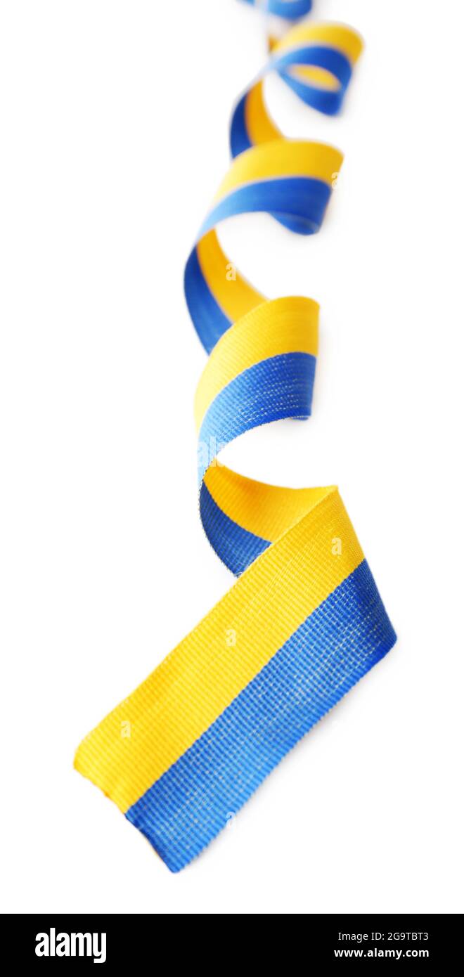 Colorido de cinta de tela azul-amarillo aislado en blanco Fotografía de  stock - Alamy