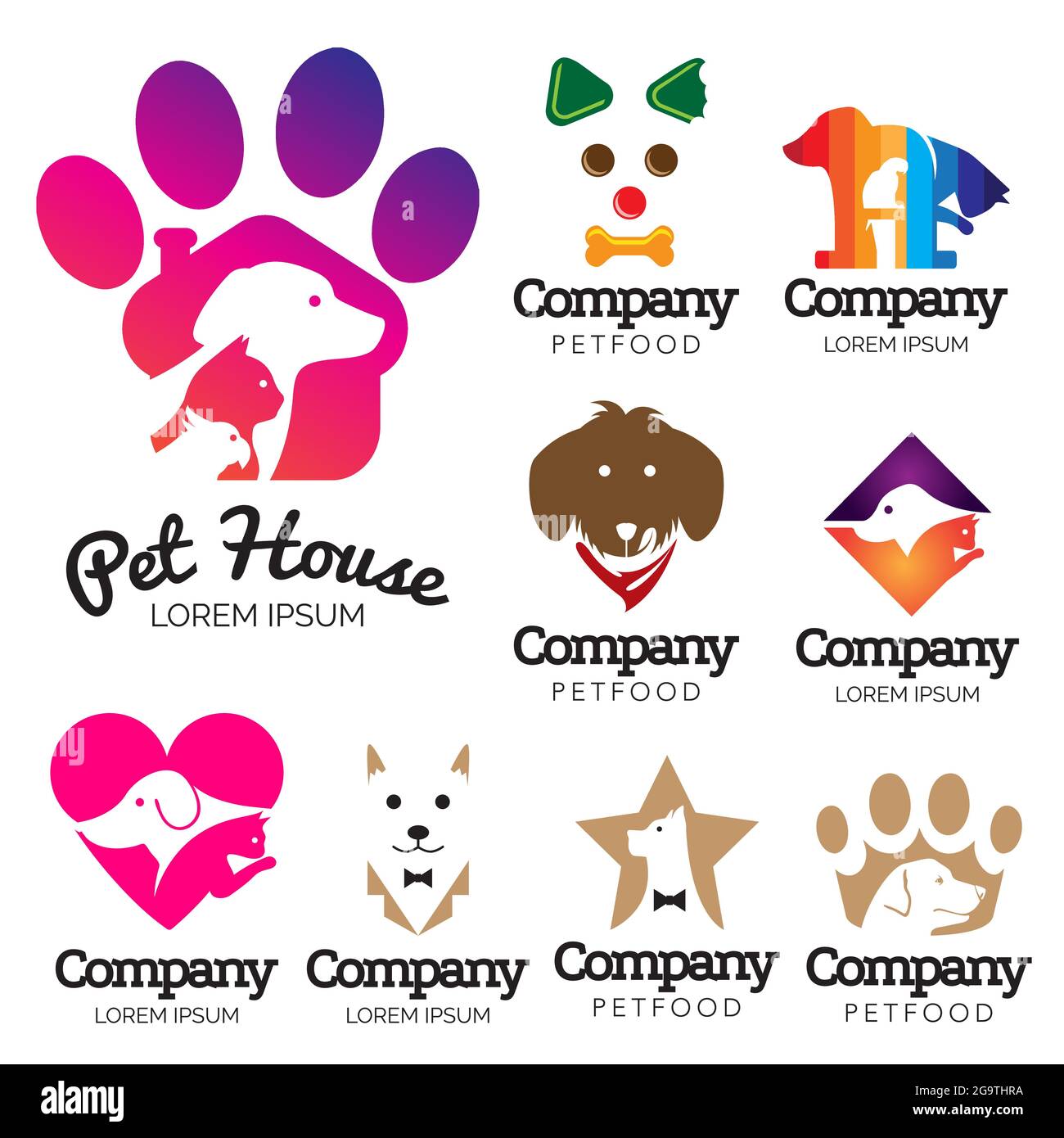 Juego de logotipos de perros y mascotas. Vector Imagen Vector de stock -  Alamy