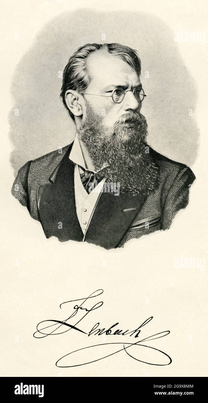 Franz von Lenbach, retrato del artista, con firma, DERECHOS ADICIONALES-LIQUIDACIÓN-INFO-NO DISPONIBLE Foto de stock