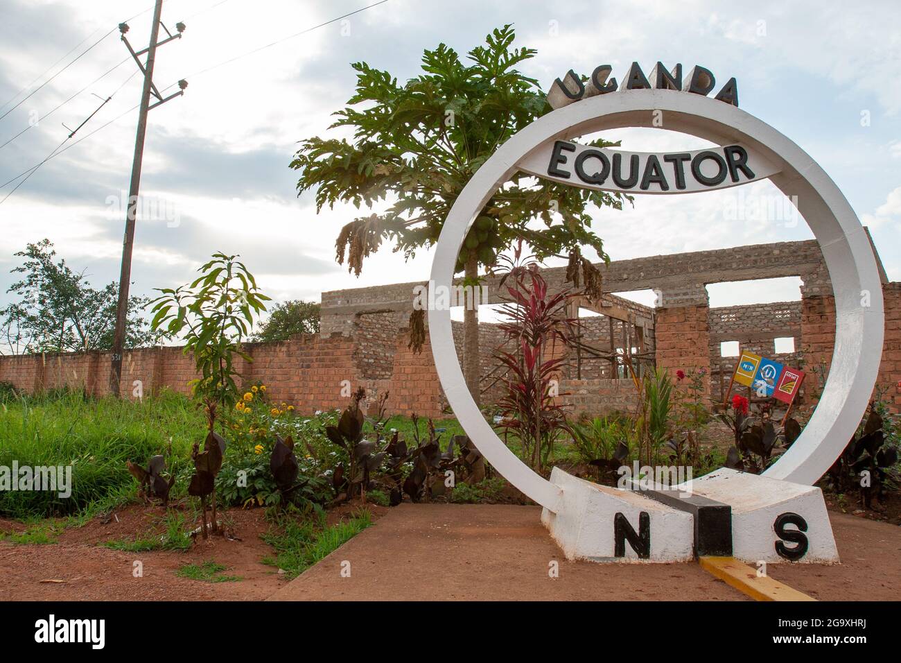 Signo de ecuador en Uganda África Foto de stock