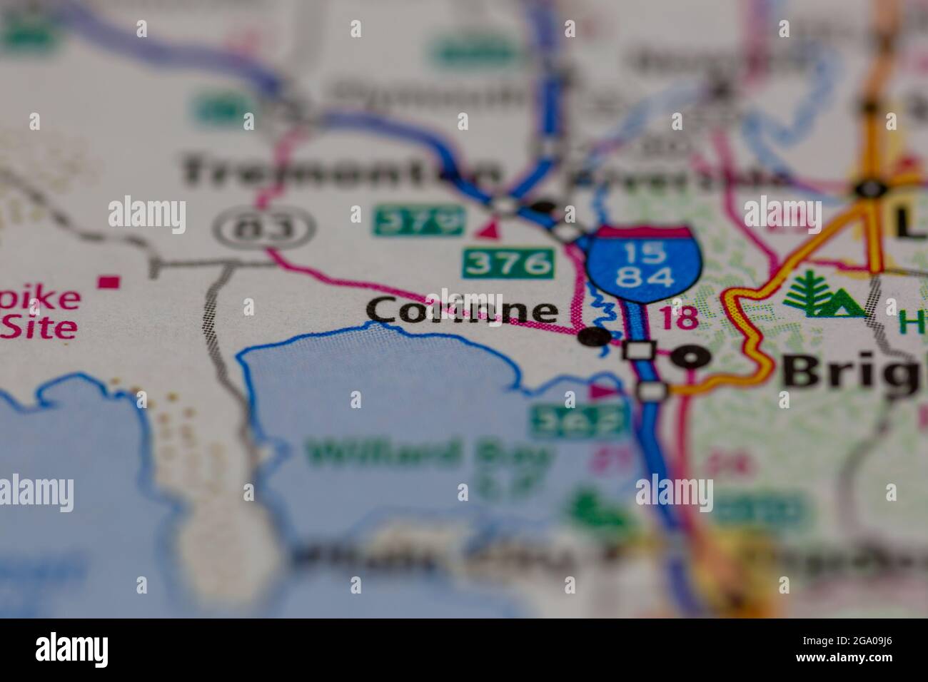 Corinne Utah USA aparece en un mapa de carreteras o mapa geográfico