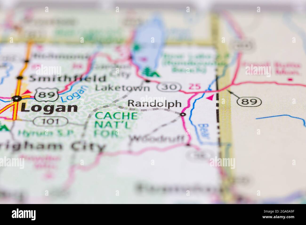 Randolph Utah USA se muestra en un mapa de carreteras o mapa geográfico
