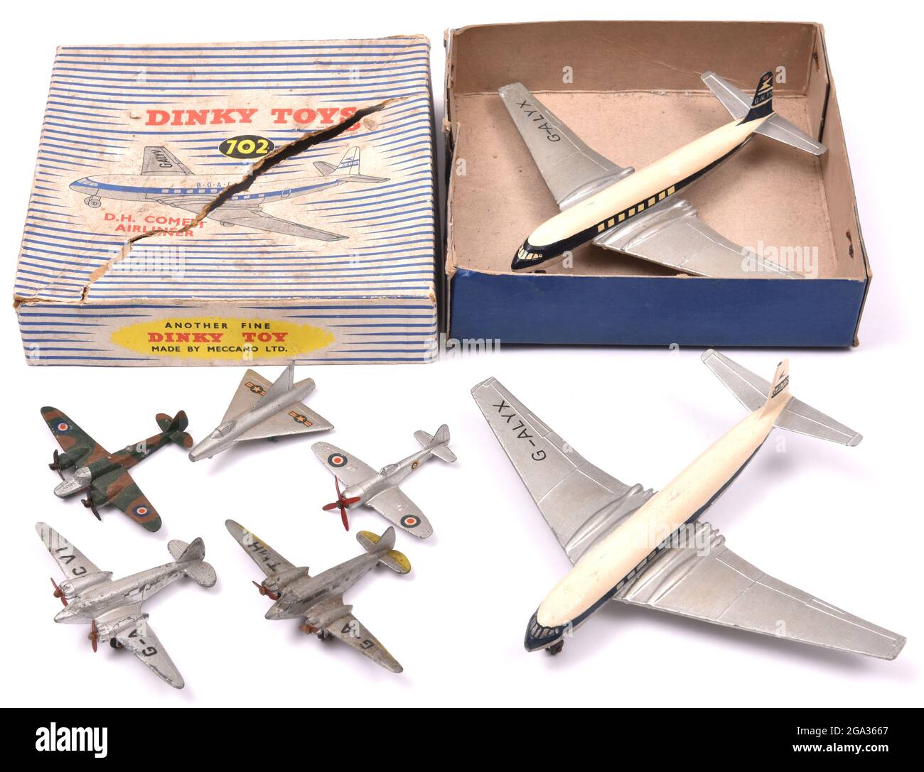 Dinky Toys De Havilland Comets y diversos modelos de aviones diecast Foto de stock