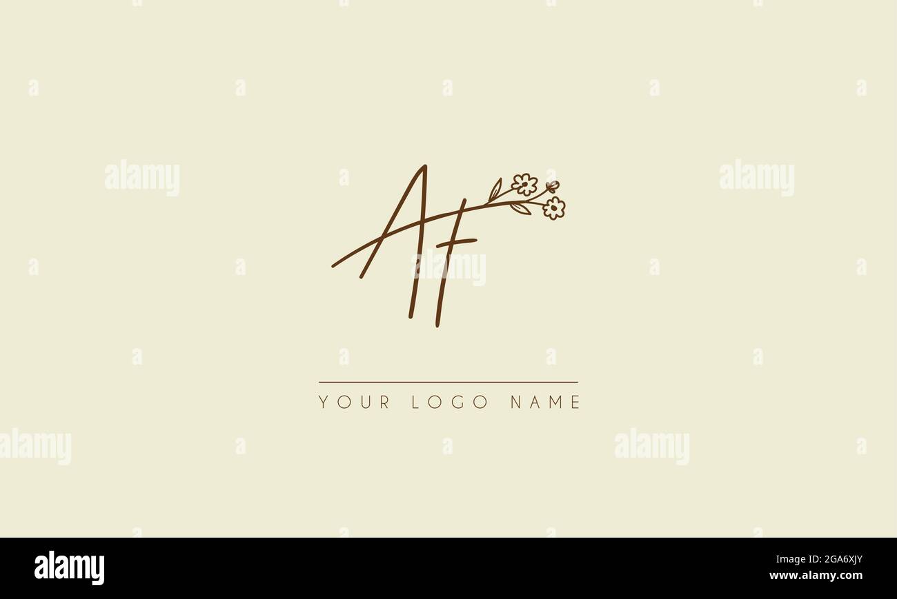 Letra inicial AF o FA Firma boda manuscrita botánica icono floral logotipo  ilustración de diseño vectorial Imagen Vector de stock - Alamy