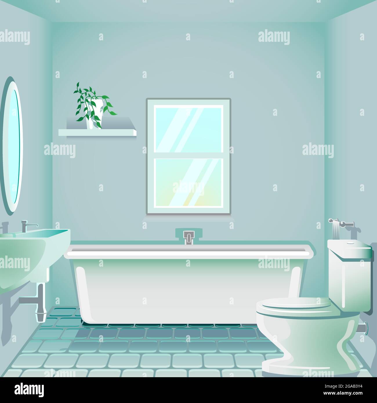 Cuarto de baño en la mañana ilustración de fondo en formato vectorial  editable Imagen Vector de stock - Alamy