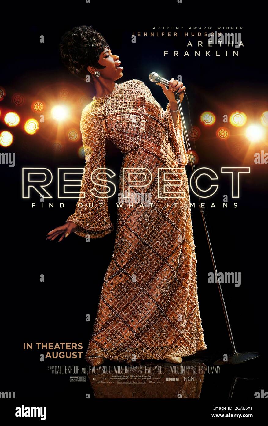 RESPECT (2020) dirigida por Liesl Tommy y protagonizada por Jennifer Hudson como Aretha Franklin en este biópica sobre la legendaria cantante de R&B. Foto de stock