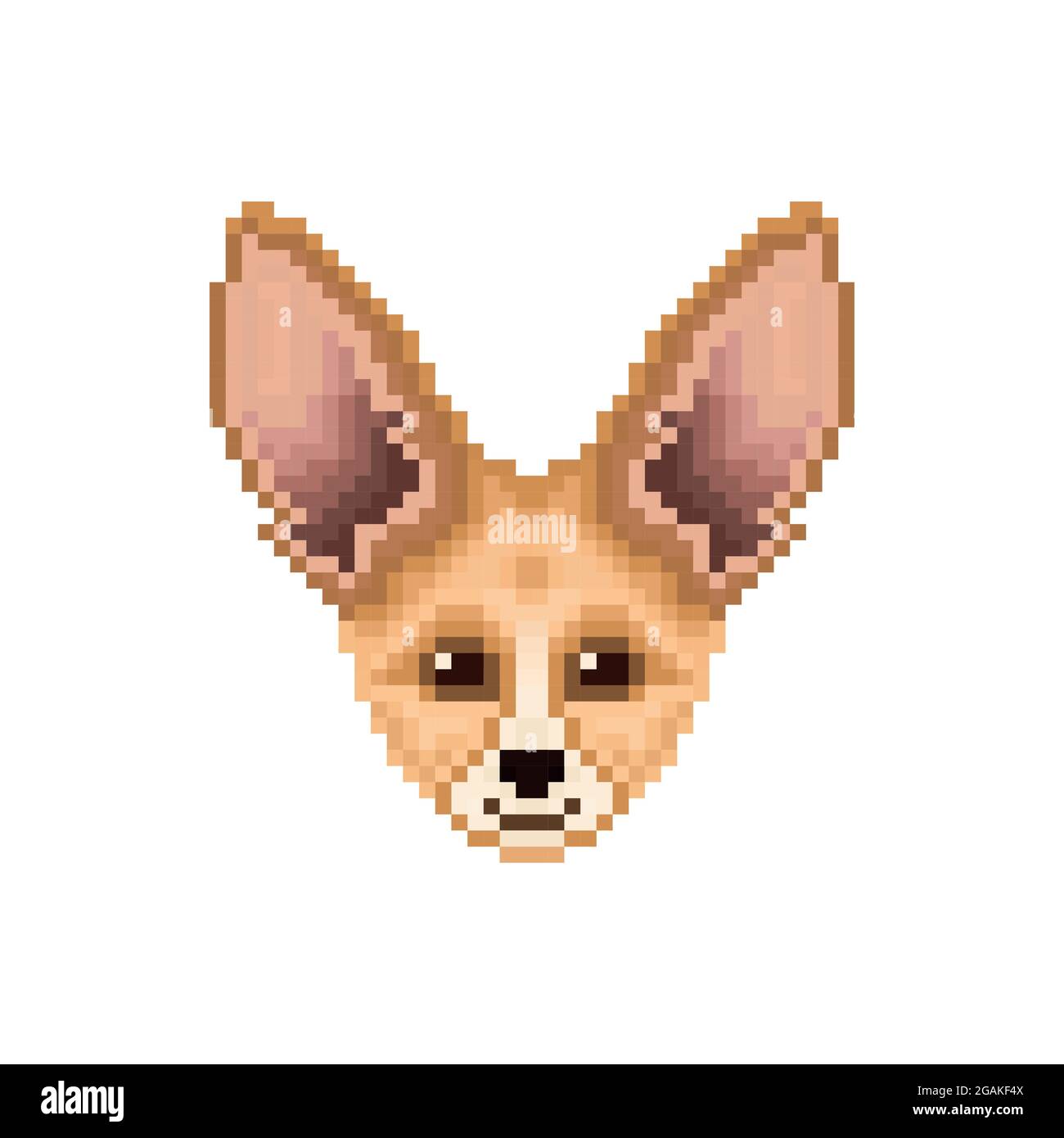 Retrato de Fennec Fox lindo. Icono de un animal con diseño de pixel