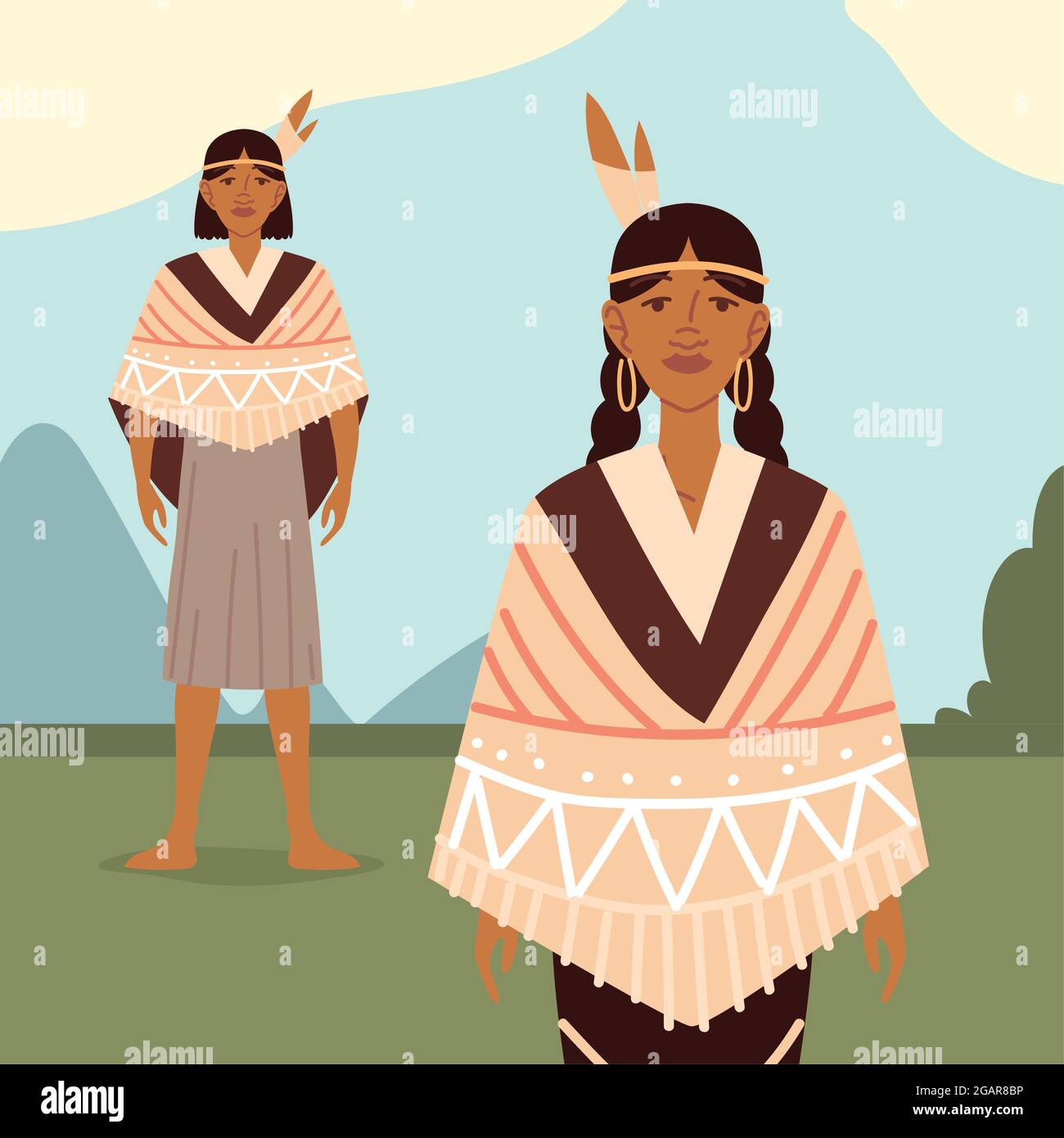pareja indígena nativa Imagen Vector de stock - Alamy