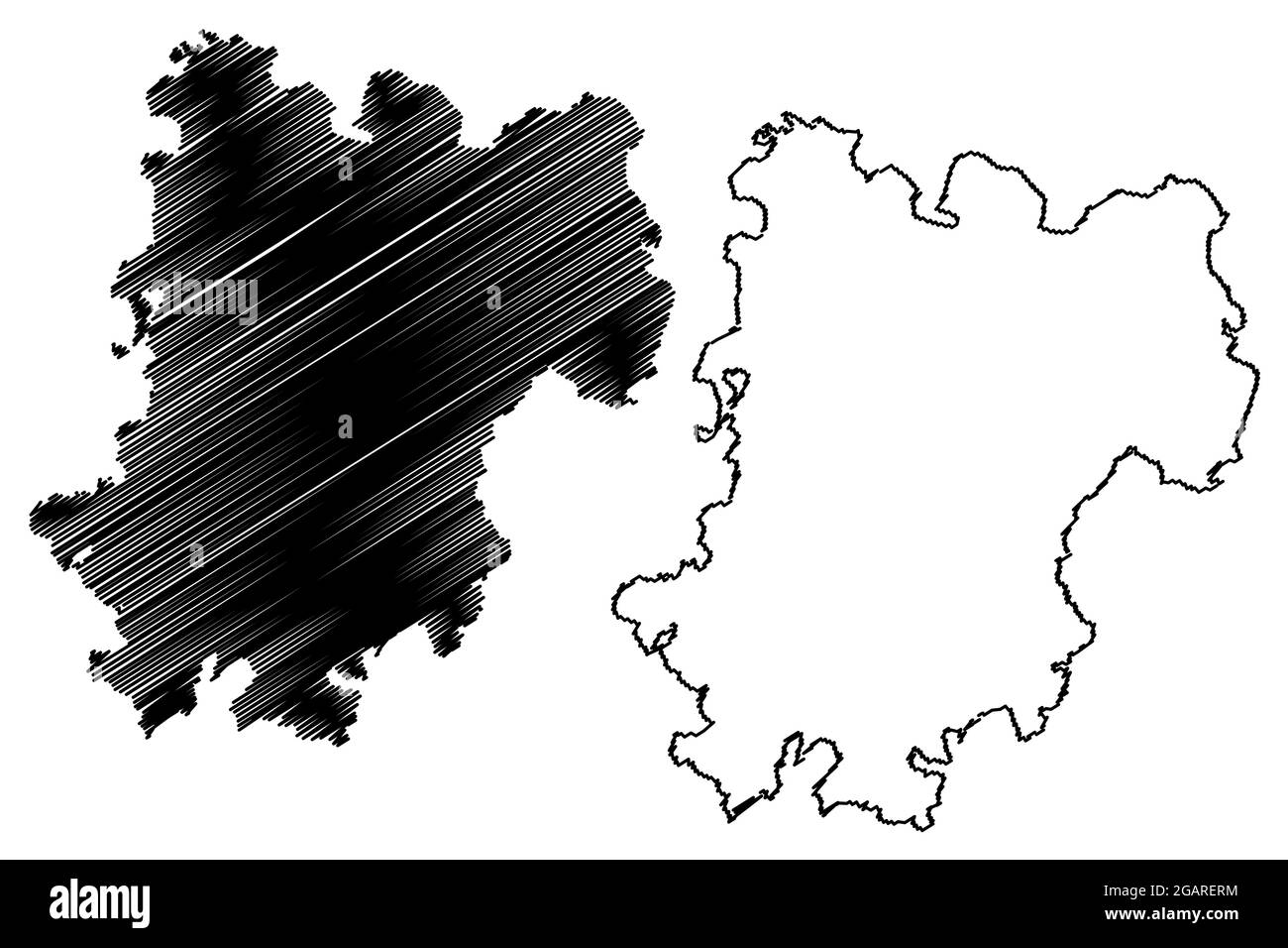 Westerwaldkreis district (República Federal de Alemania, Estado de Renania-Palatinado) mapa de ilustración de vectores, scribble sketch Westerwaldkreis mapa Ilustración del Vector