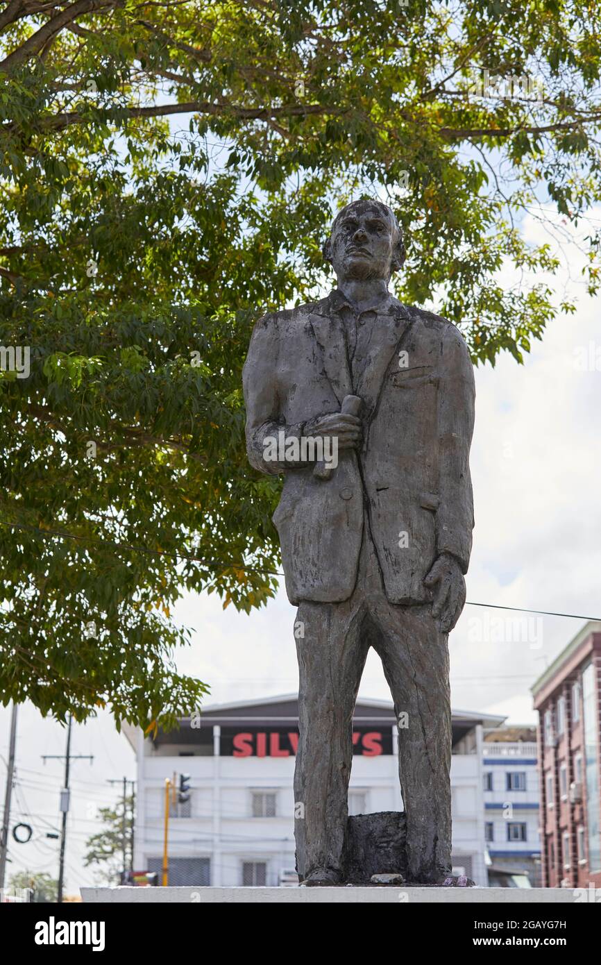 Estatua de Hubert Nathaniel Critchlow en Georgetown, Guyana, Sudamérica Foto de stock