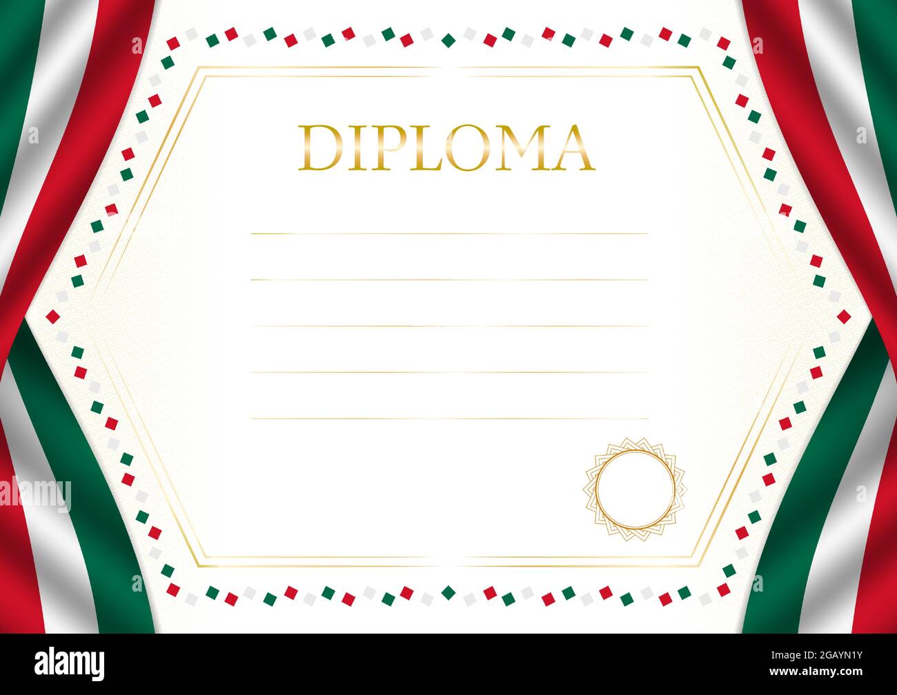 Marco horizontal y borde con bandera de México, elementos de plantilla para  su certificado y diploma. Vector Imagen Vector de stock - Alamy