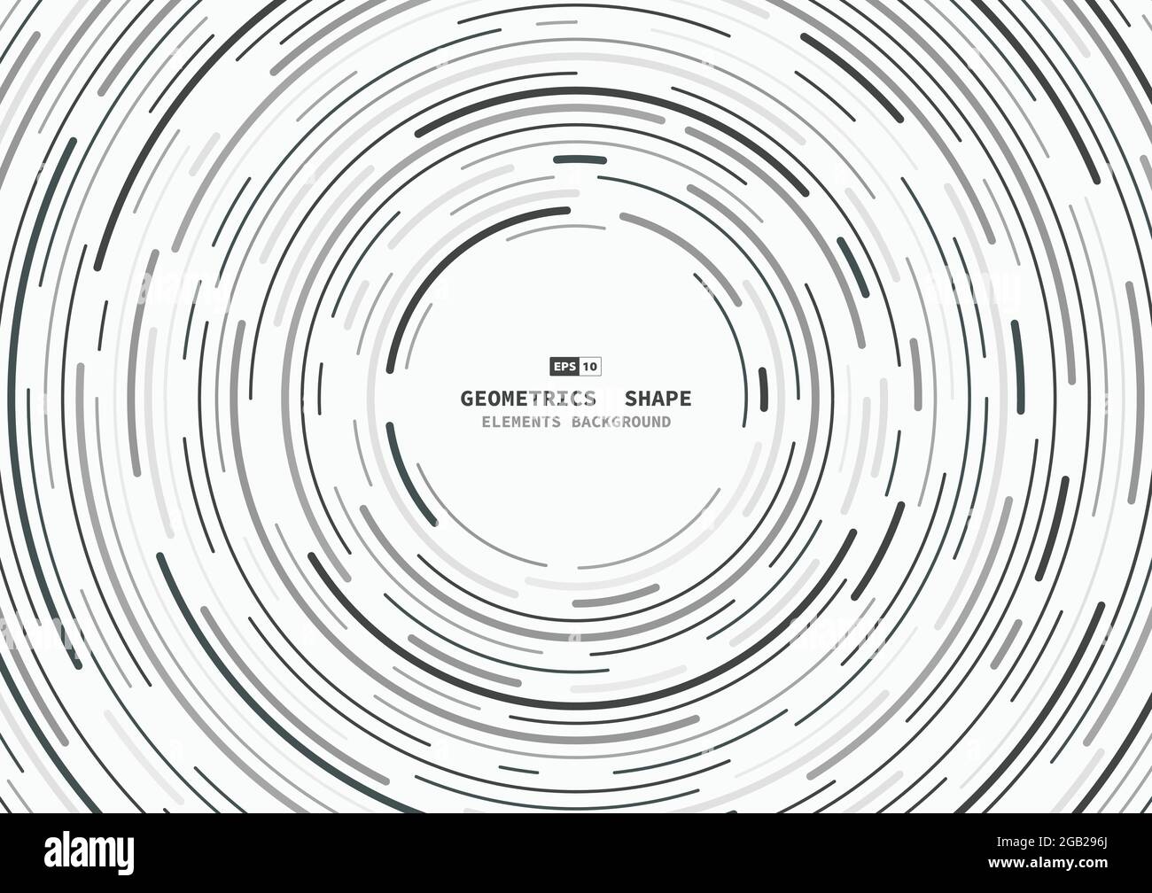 Plantilla de patrón de círculo de líneas abstracta en blanco y negro. Espiral central de la cubierta de fondo del espacio de copia. Ilustración del Vector