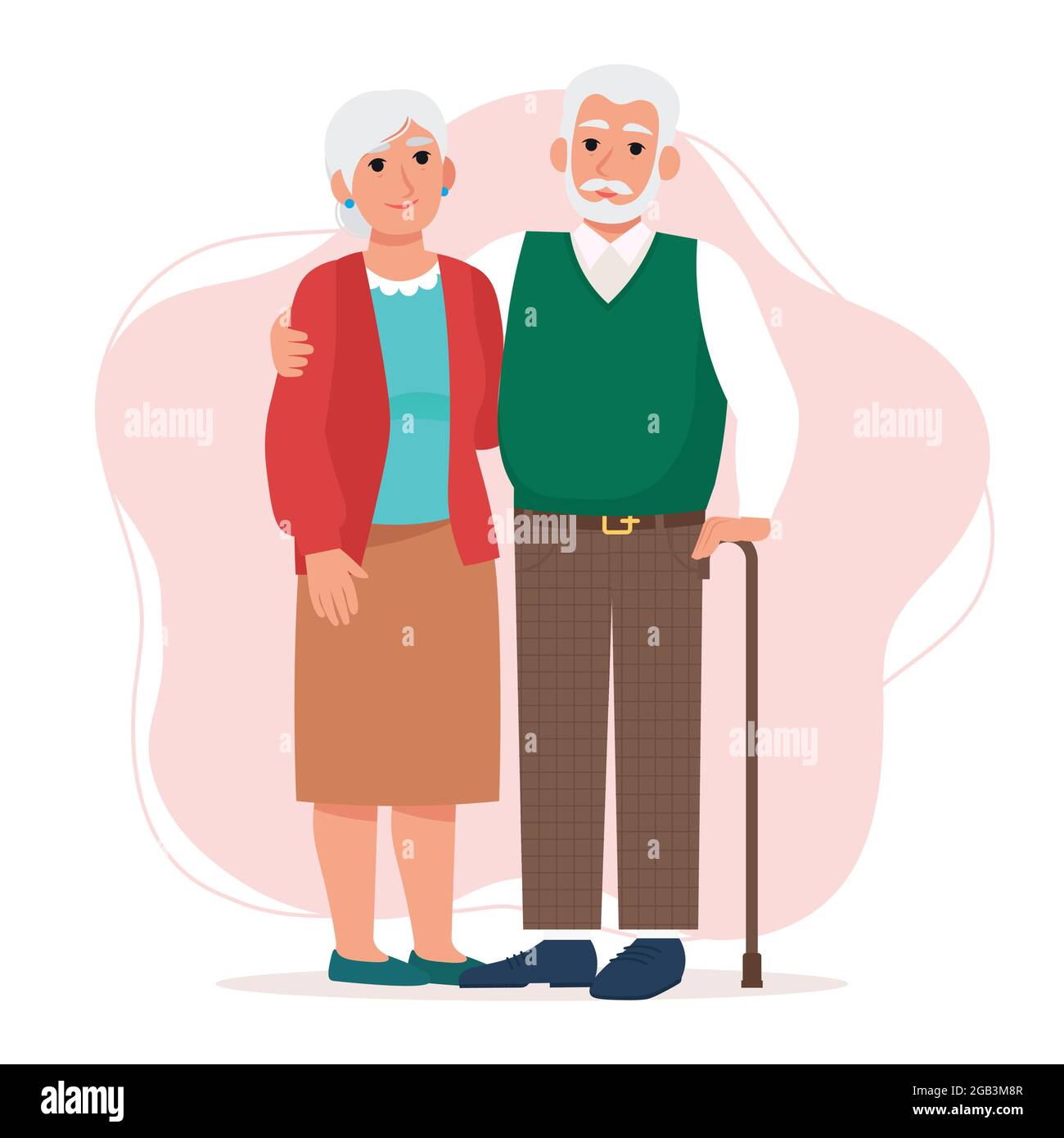 Lindo Pareja De Ancianos Viejo Y Mujer Felices Jubilados Abuelos Ilustración Vectorial En