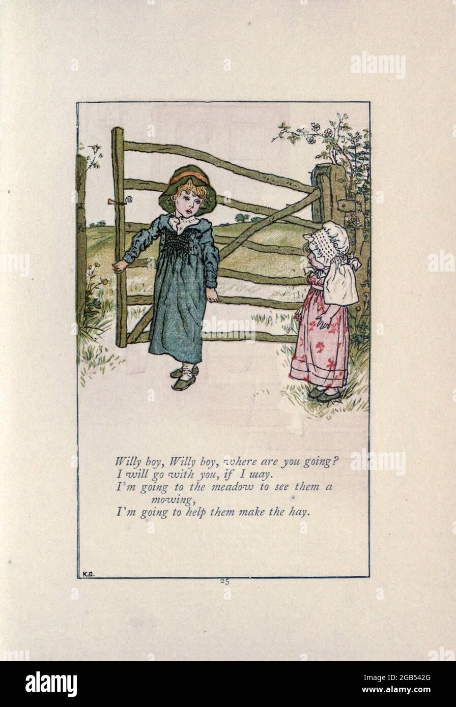 Willy chico, Willy chico, ¿a dónde vas? Voy a ir contigo, si me lo permite.  Voy a la pradera para verlos a segar, voy a ayudarles a hacer el heno. Del  libro