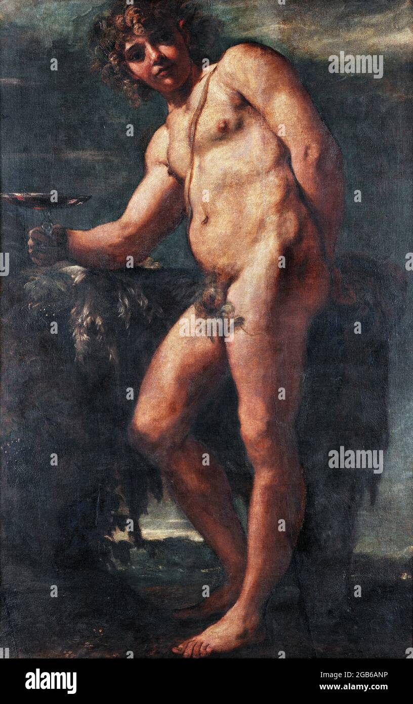 Bacchus de Annibale Carracci (1560-1609), óleo sobre lienzo, c. 1590-91 Foto de stock