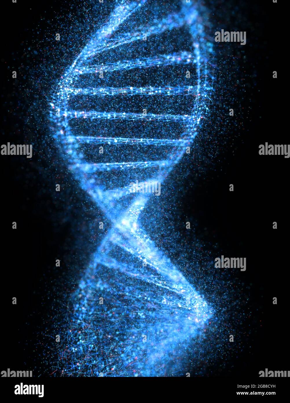 Ilustración 3D. Colorido molécula de ADN. Imagen conceptual de una estructura del código genético. Foto de stock