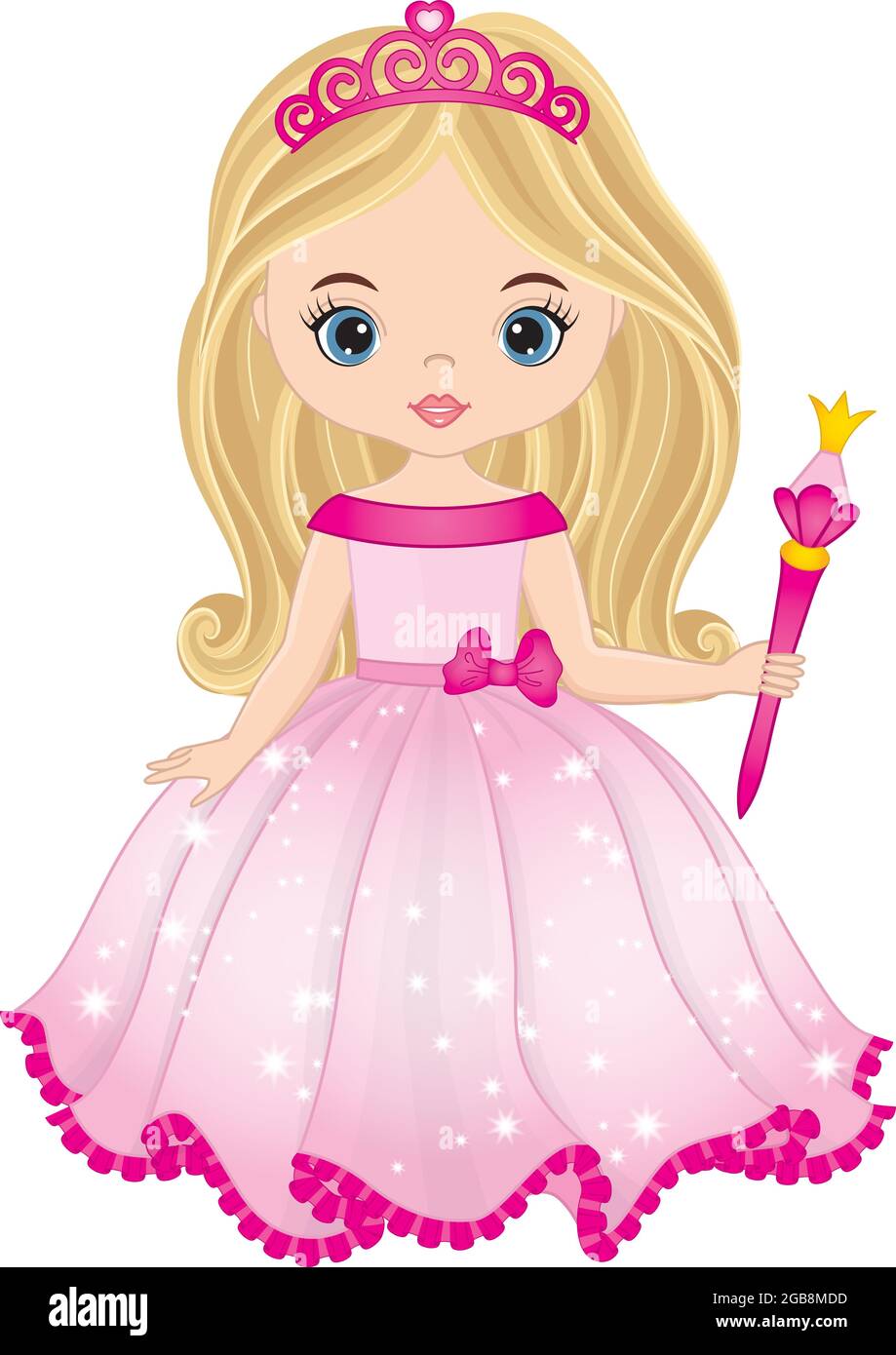 Vector Hermosa Princesa luciendo Vestido Rosa y Tiara y sosteniendo Varita  Mágica. Princesa Vector Imagen Vector de stock - Alamy