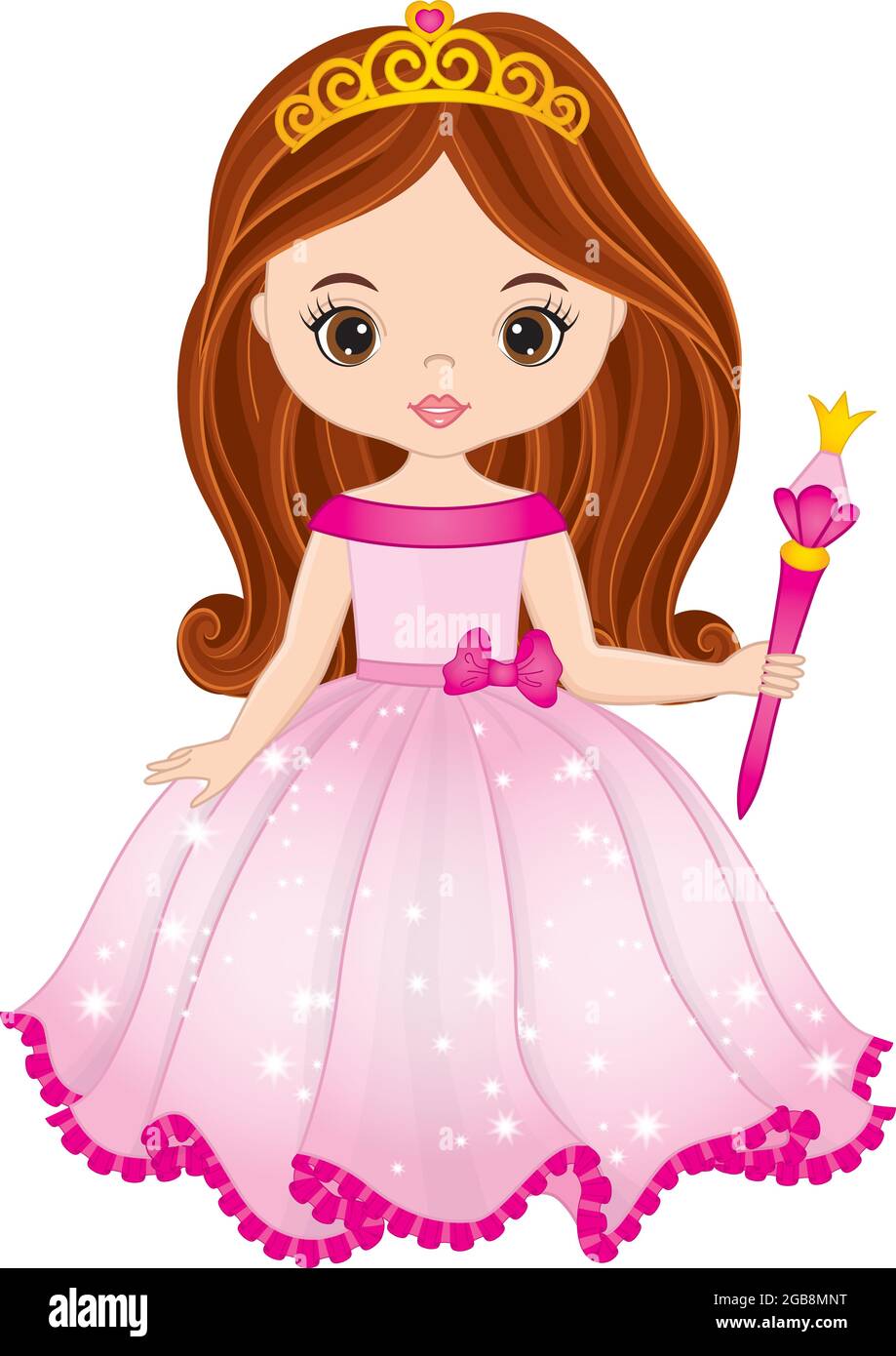 Vector Hermosa Princesa luciendo Vestido Rosa y Tiara y sosteniendo Varita  Mágica. Princesa Vector Imagen Vector de stock - Alamy