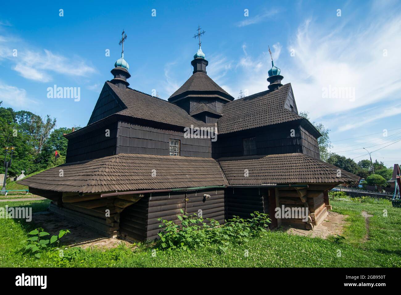 Iglesia de madera en Chortkiv, Ucrania Occidental Foto de stock