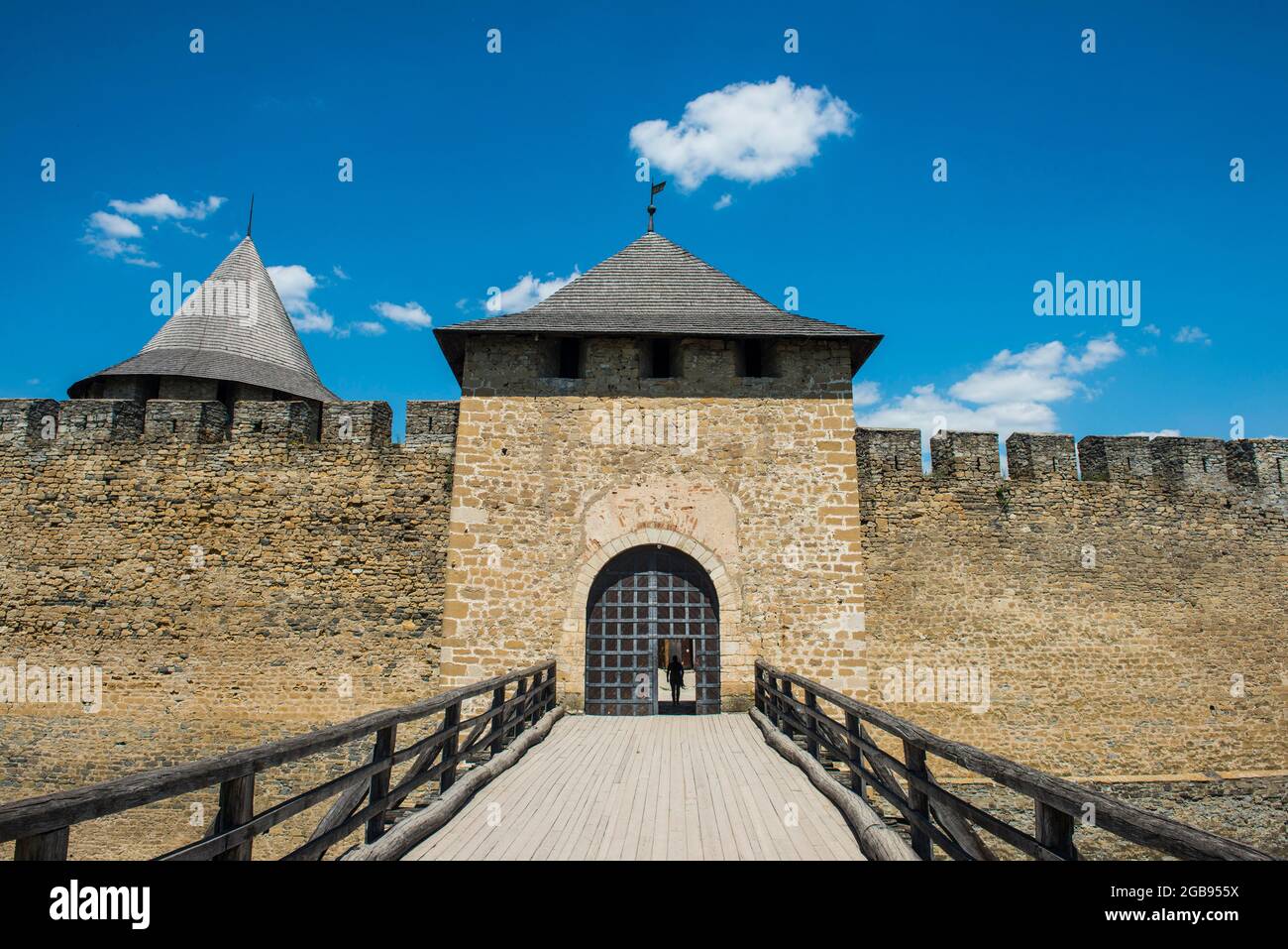 Khotyn fortaleza en las riberas del Dniéster, Ucrania Foto de stock