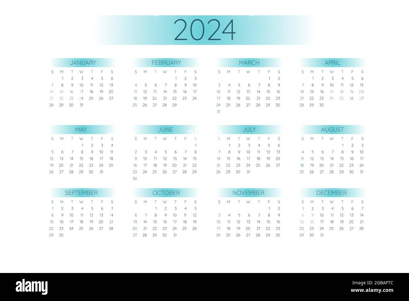 plantilla de calendario de bolsillo de 2024 en un estilo minimalista