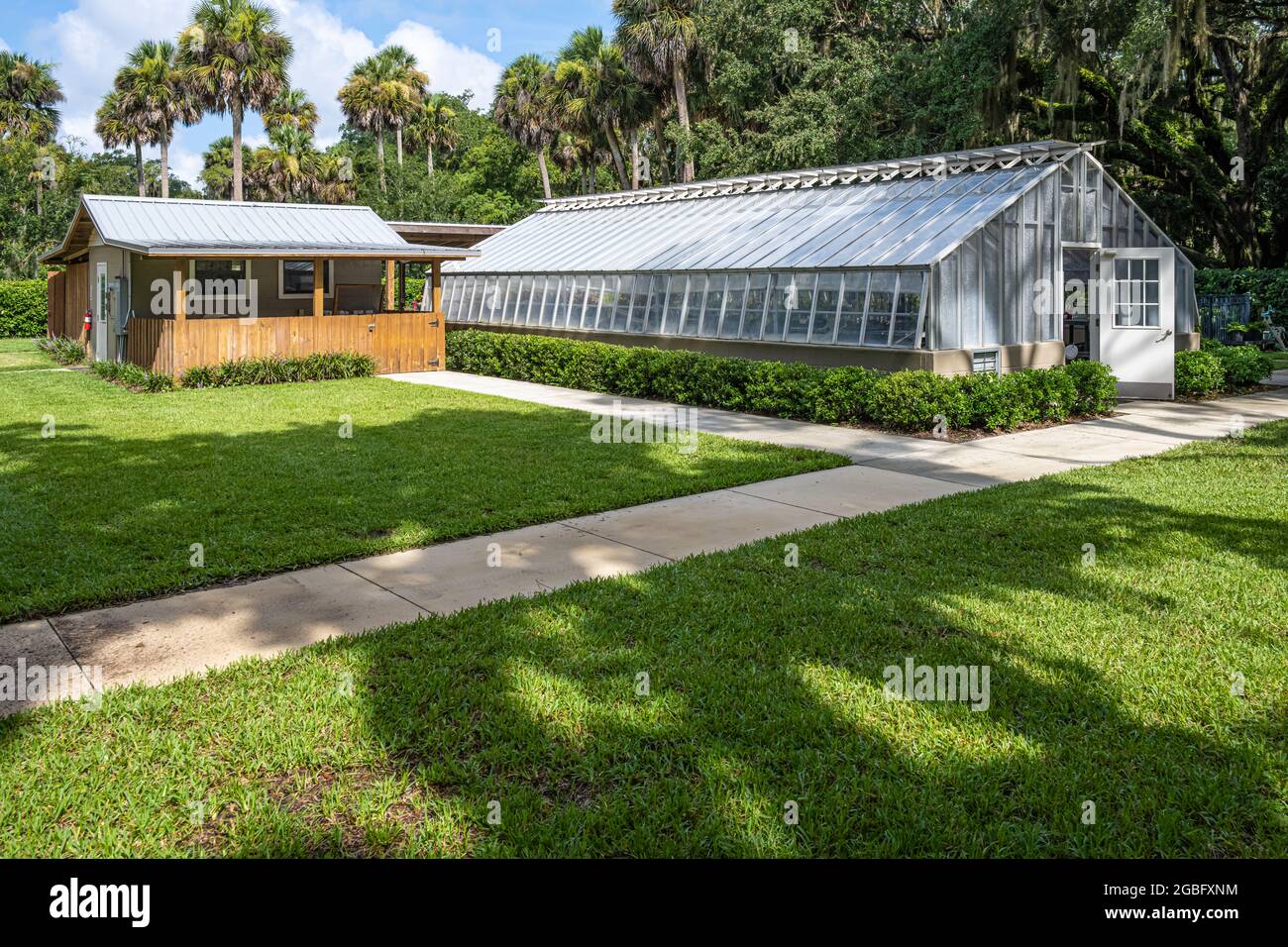 Invernadero en Washington Oaks Gardens State Park en Palm Coast, Florida. (EE. UU.) Foto de stock