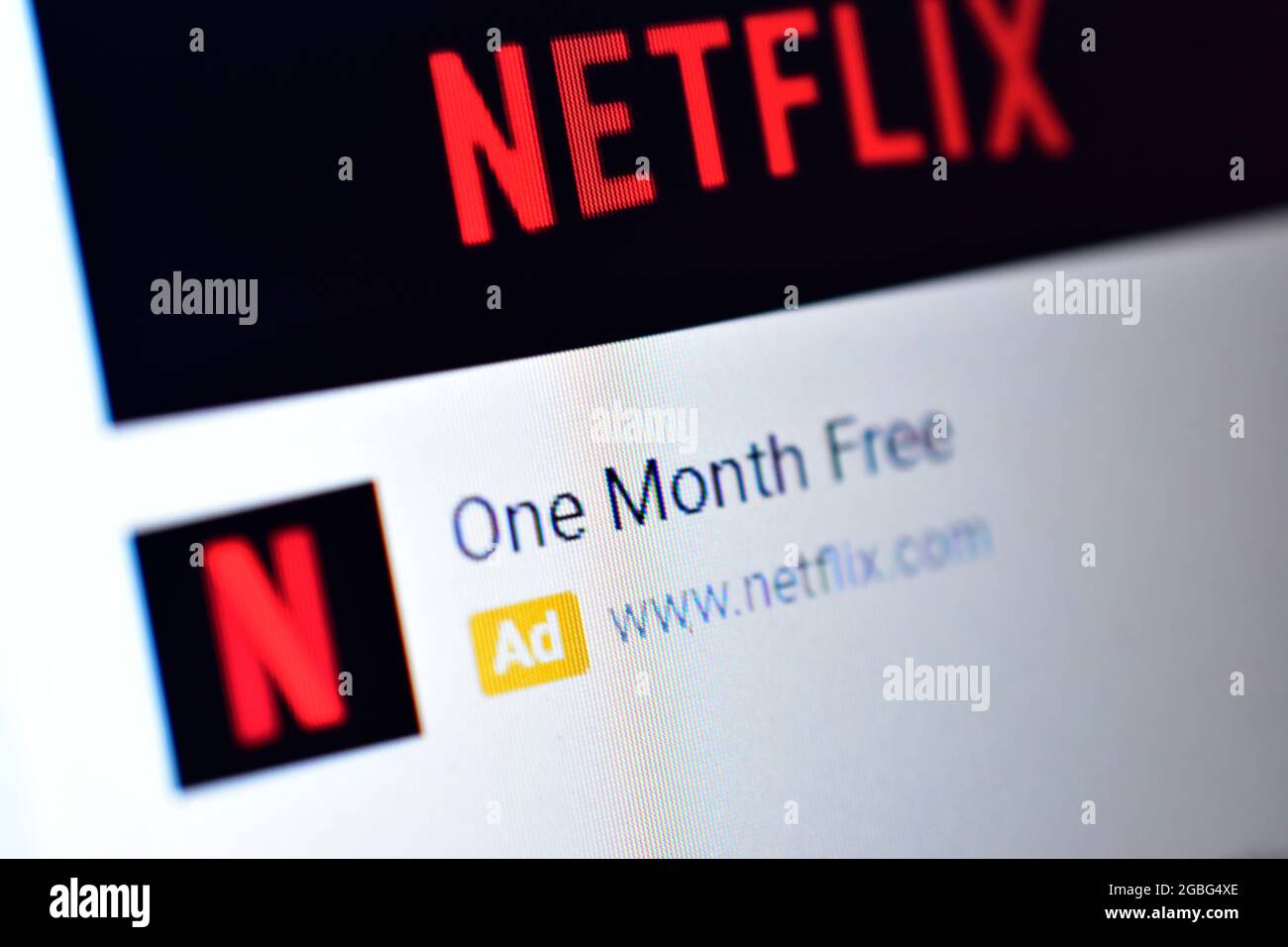 DELHI, INDIA - 10 de diciembre de 2018: Cerca de la aplicación de streaming de vídeo y series Netflix en la pantalla de portátil Foto de stock