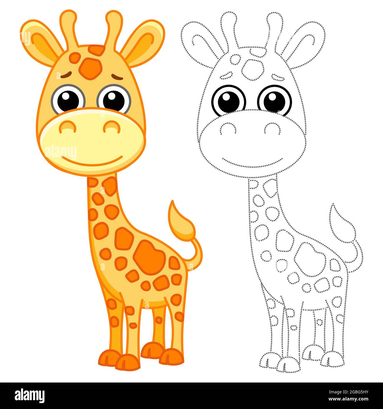 abrazo fuerte vistazo Zoo animal para niños libro para colorear. Divertida jirafa en un estilo de  dibujos animados. Trace los puntos y coloree la imagen Imagen Vector de  stock - Alamy