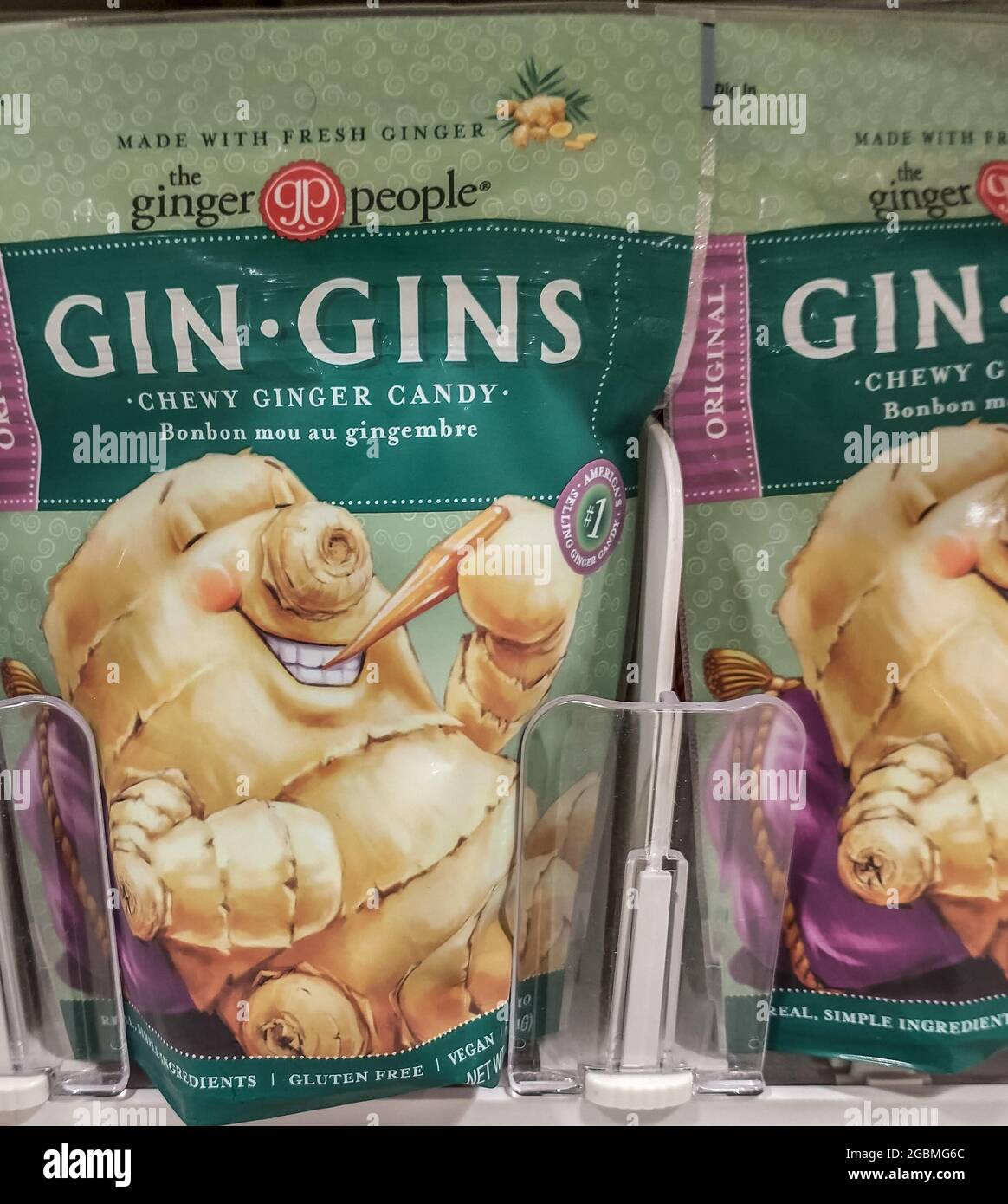 Gin-gins Ginger Candy en un mercado editorial ilustrativo Foto de stock