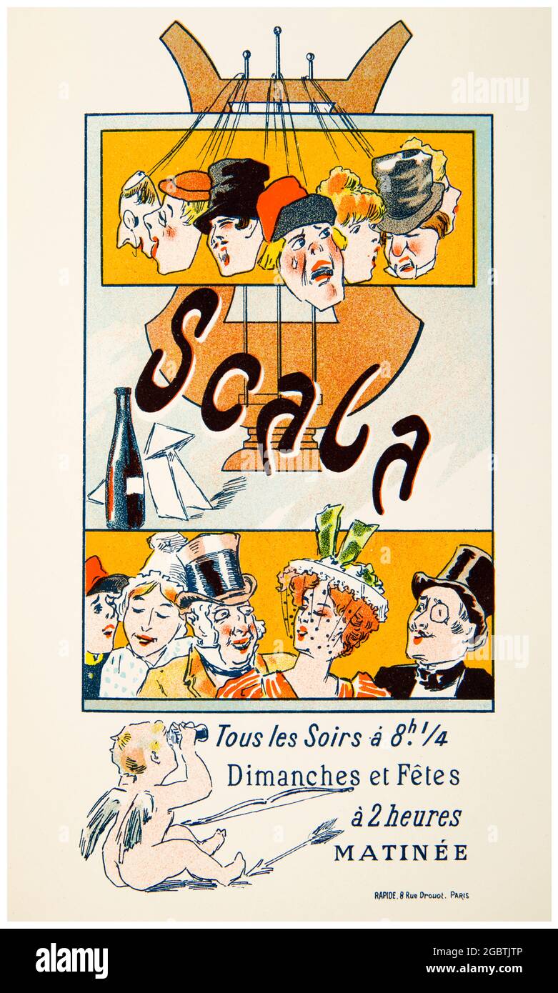 Cubierta del programa para el cabaret La Scala, el espectáculo Matinee, París, Francia, impresión litográfica de Ferdinand Misti, 1894-1897 Foto de stock