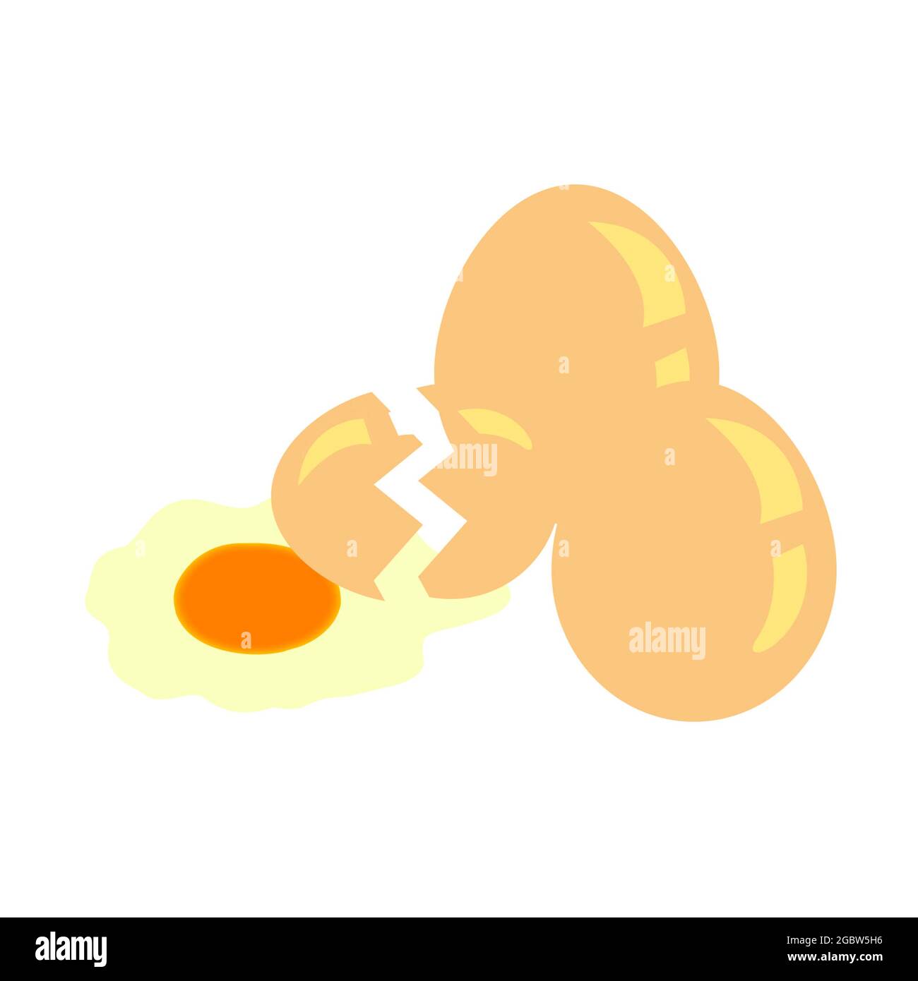 Los 3 huevos frescos y una yema de huevo Foto de stock